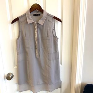 DesignHistory Grey Sleeveless Long High-Low Blouse